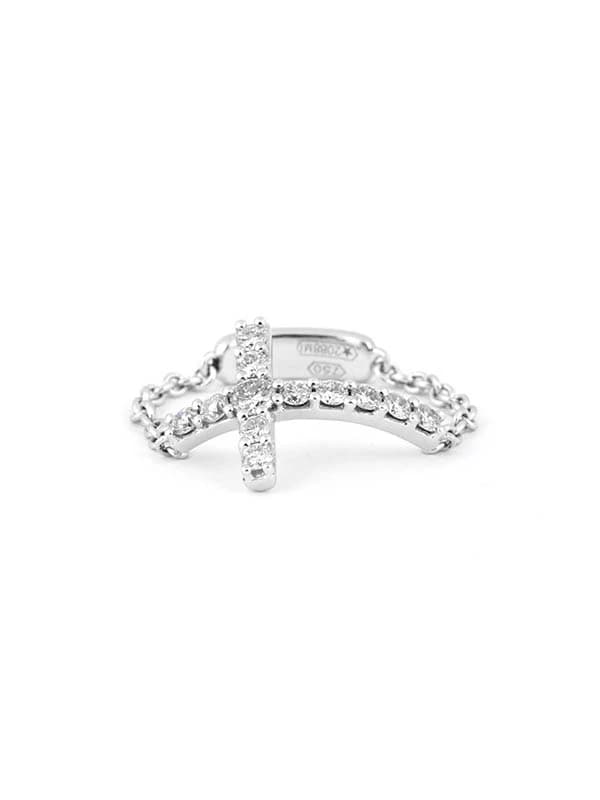 ANELLO IN ORO BIANCO 18KT CROCE CON DIAMANTI