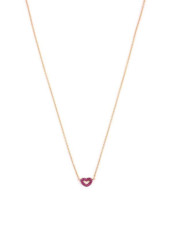 GIROCOLLO IN ORO ROSA 18KT CUORE CON RUBINI