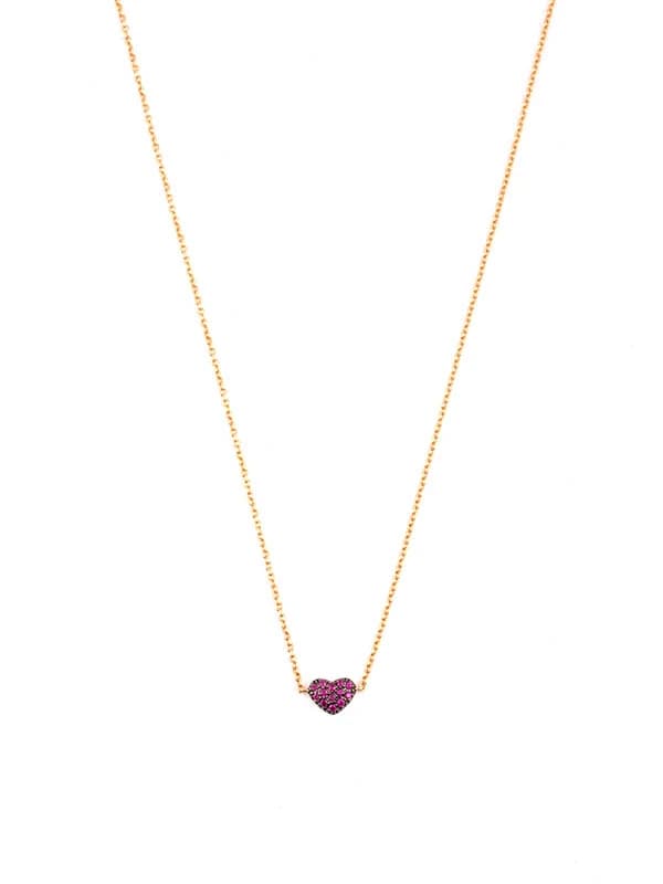 GIROCOLLO IN ORO ROSA 18KT CUORE CON RUBINI