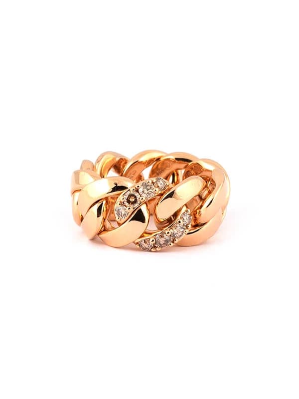 ANELLO FANTASIA GROUMETTE IN ORO ROSA 18KT CON DIAMANTI BROWN