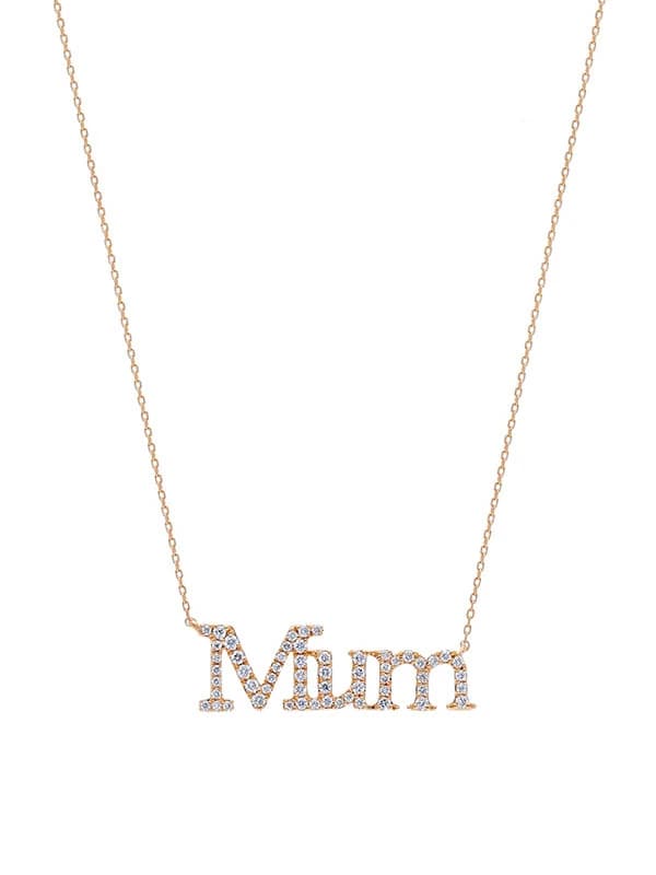 GIROCOLLO IN ORO ROSA 18KT CON DIAMANTI BIANCHI SCRITTA MUM