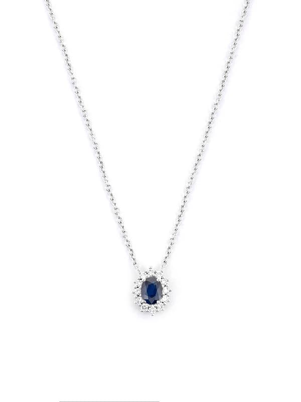 GIROCOLLO IN ORO BIANCO 18KT CON DIAMANTI E ZAFFIRO BLU