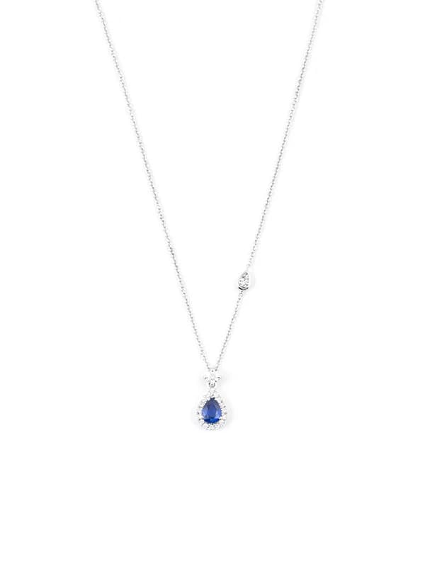 GIROCOLLO IN ORO BIANCO 18KT CON DIAMANTI E ZAFFIRO BLU