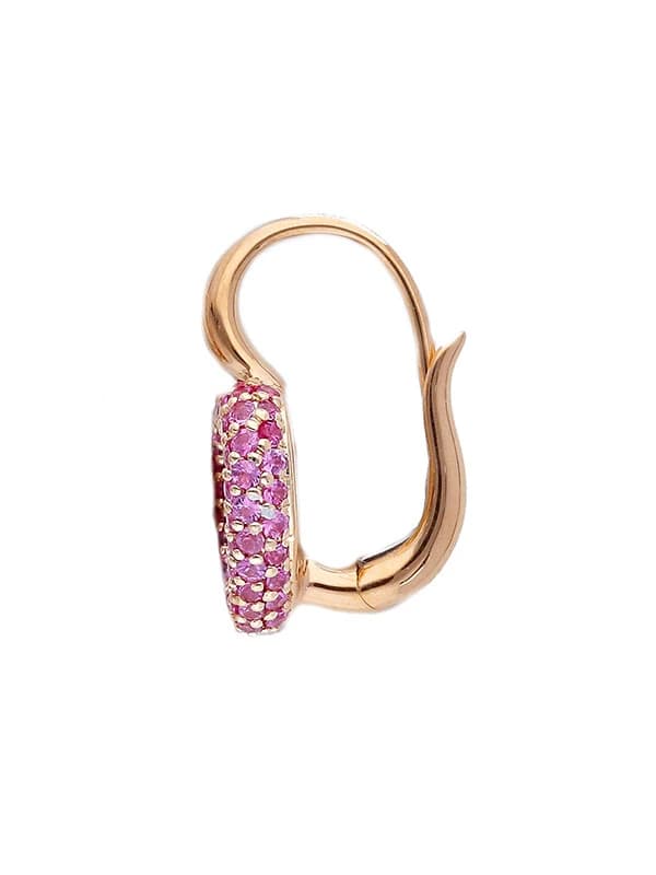 ORECCHINI IN ORO ROSA 18KT CUORE CON DIAMANTI E ZAFFIRI ROSA