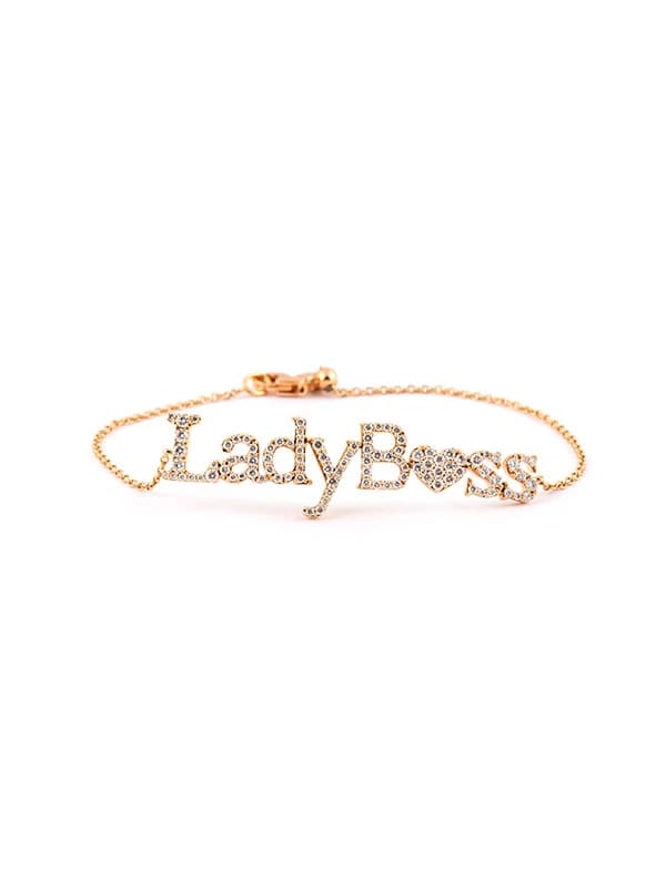 BRACCIALE IN ORO ROSA 18KT CON DIAMANTI SCRITTA LADY BOSS