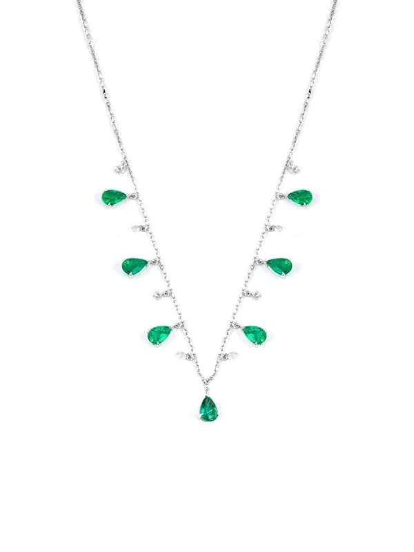 GIROCOLLO IN ORO BIANCO 18KT CON DIAMANTI E SMERALDI