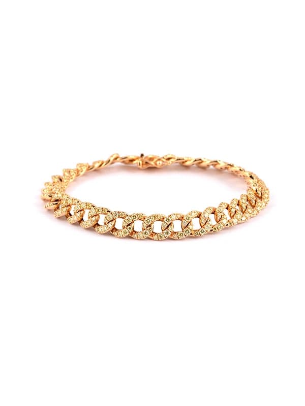 BRACCIALE GROUMETTE IN ORO ROSA 18KT CON DIAMANTI FANCY YELLOW