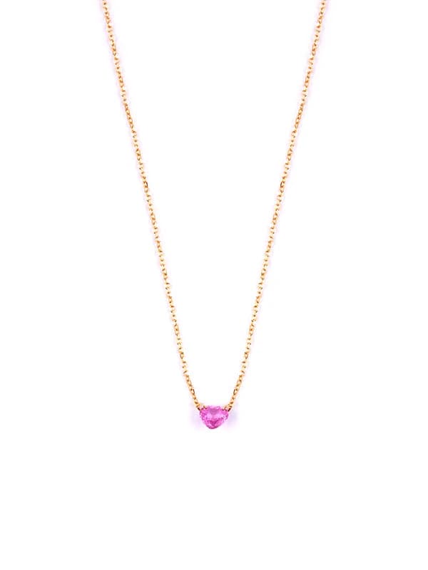 GIROCOLLO IN ORO ROSA 18KT CUORE CON ZAFFIRO ROSA
