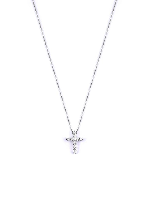 GIROCOLLO IN ORO BIANCO 18KT CON CROCE E DIAMANTI BIANCHI