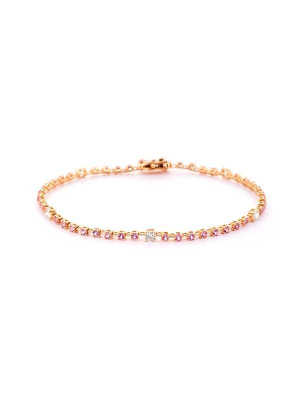 BRACCIALE IN ORO ROSA 18KT CON DIAMANTI E ZAFFIRI ROSA