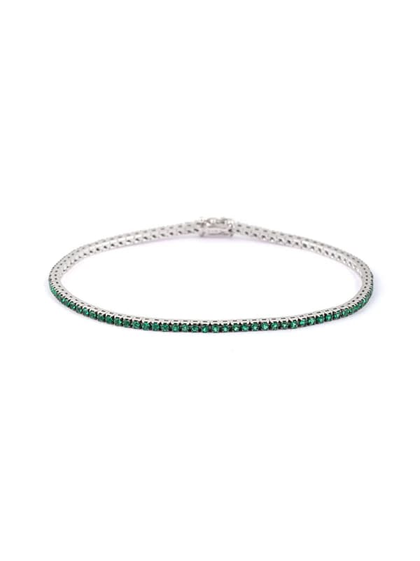 BRACCIALE TENNIS IN ORO BIANCO 18KT CON SMERALDI VERDI