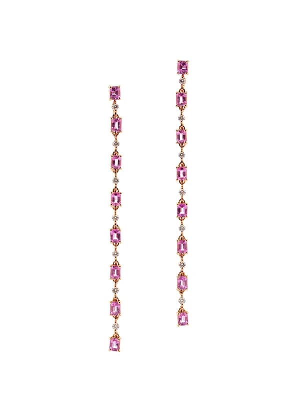 ORECCHINI IN ORO ROSA 18KT CON DIAMANTI E ZAFFIRI ROSA