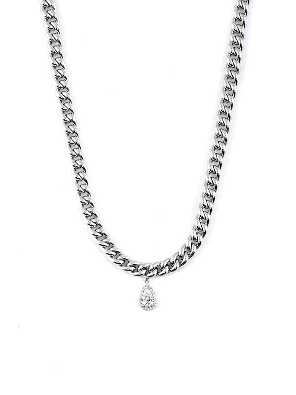 GIROCOLLO GROUMETTE IN ORO BIANCO 18KT CON DIAMANTE TAGLIO GOCCIA E DIAMANTI