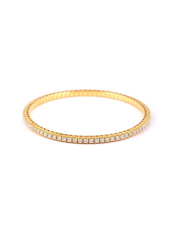 BRACCIALE TENNIS ELASTICO IN ORO GIALLO 18KT CON DIAMANTI