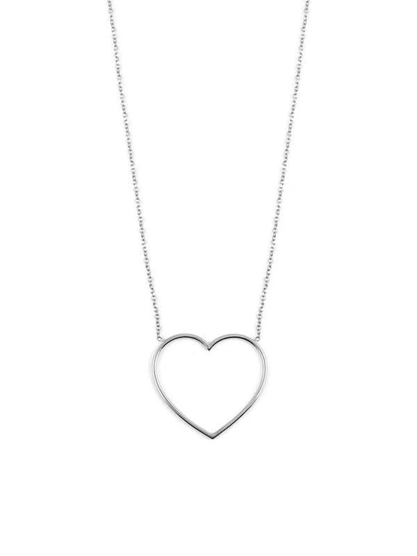 GIROCOLLO CON CUORE MEDIO VUOTO IN ORO BIANCO 18KT