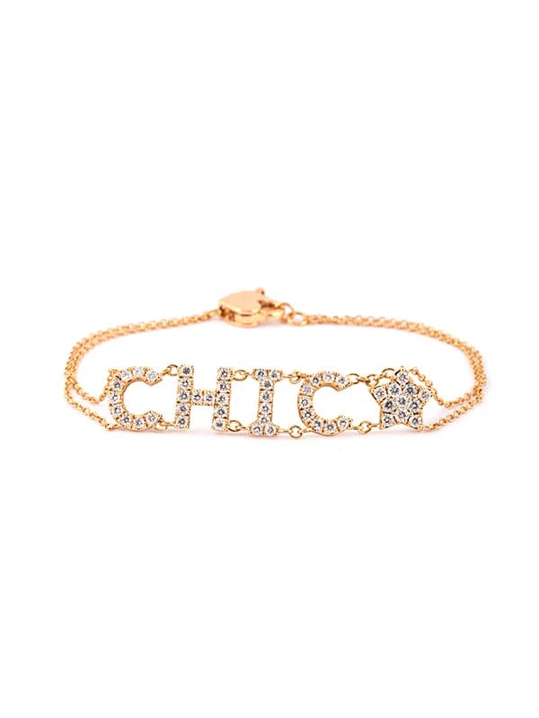 BRACCIALE IN ORO ROSA 18KT SCRITTA CHIC CON DIAMANTI