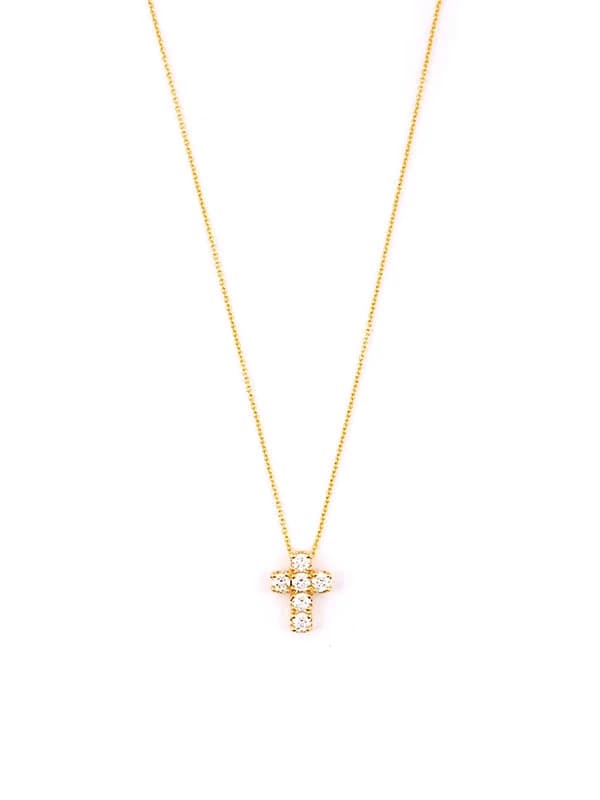 GIROCOLLO IN ORO GIALLO 18KT CON CROCE DI DIAMANTI BIANCHI