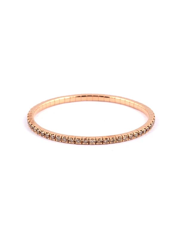 BRACCIALE TENNIS ELASTICO IN ORO ROSA 18KT CON DIAMANTI BROWN