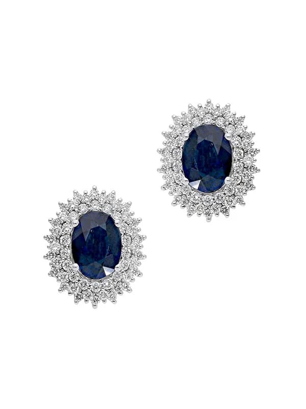 ORECCHINI IN ORO BIANCO 18KT CON ZAFFIRI E DIAMANTI