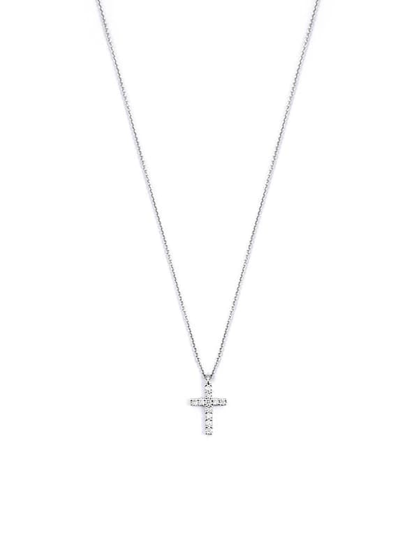 GIROCOLLO IN ORO BIANCO 18KT CROCE DI DIAMANTI