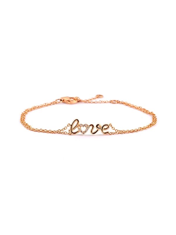 BRACCIALE IN ORO ROSA 18KT SCRITTA LOVE CON DIAMANTI