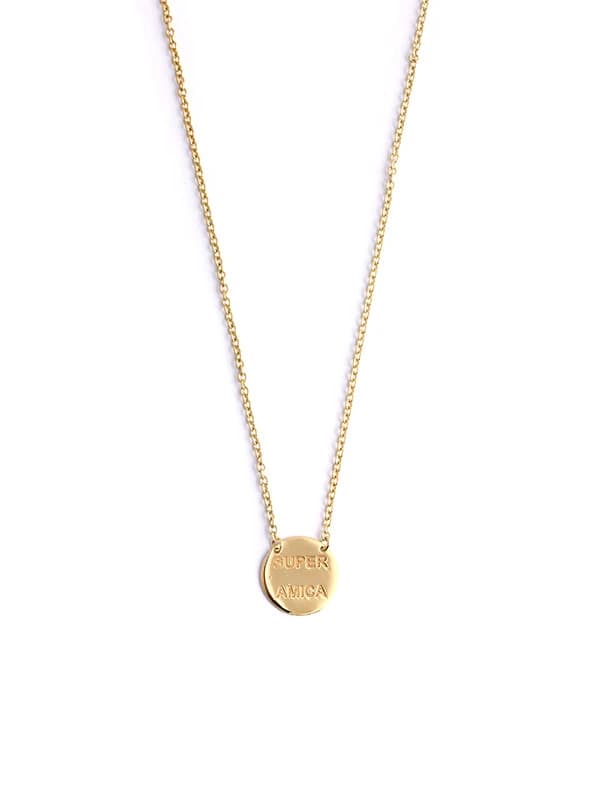 GIROCOLLO IN ORO GIALLO 9KT TONDO IN LASTRA SCRITTA SUPER AMICA