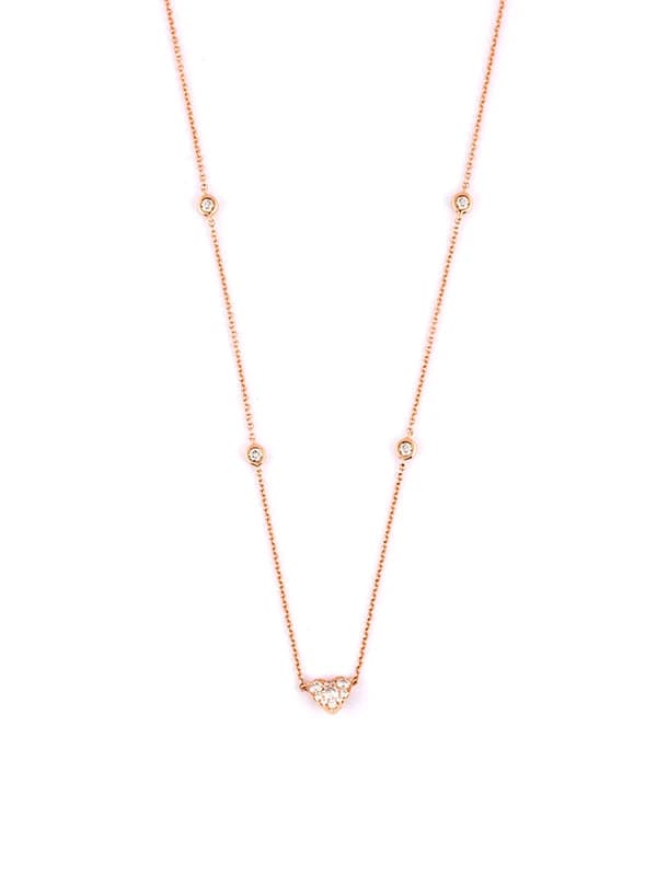 GIROCOLLO IN ORO ROSA 18KT CUORE CON DIAMANTI E DIAMANTI