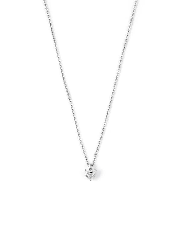 GIROCOLLO IN ORO BIANCO 18KT CON DIAMANTE TAGLIO CUORE