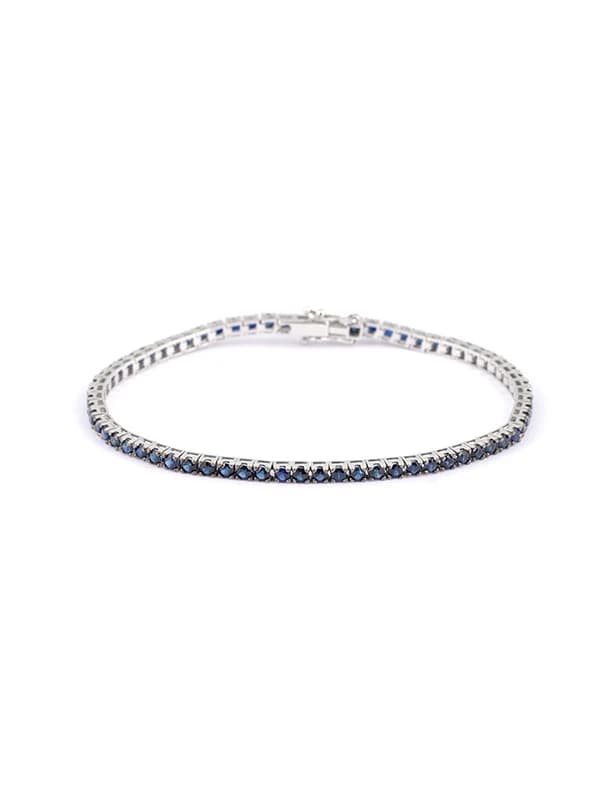 BRACCIALE TENNIS IN ORO BIANCO 18KT CON ZAFFIRI BLU