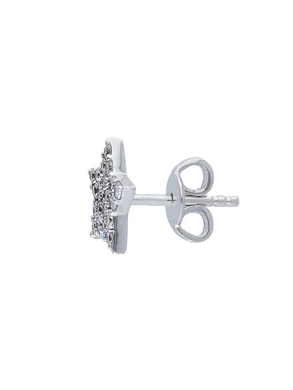 ORECCHINI LOBO IN ORO BIANCO 18KT STELLA CON PAVE' DI DIAMANTI