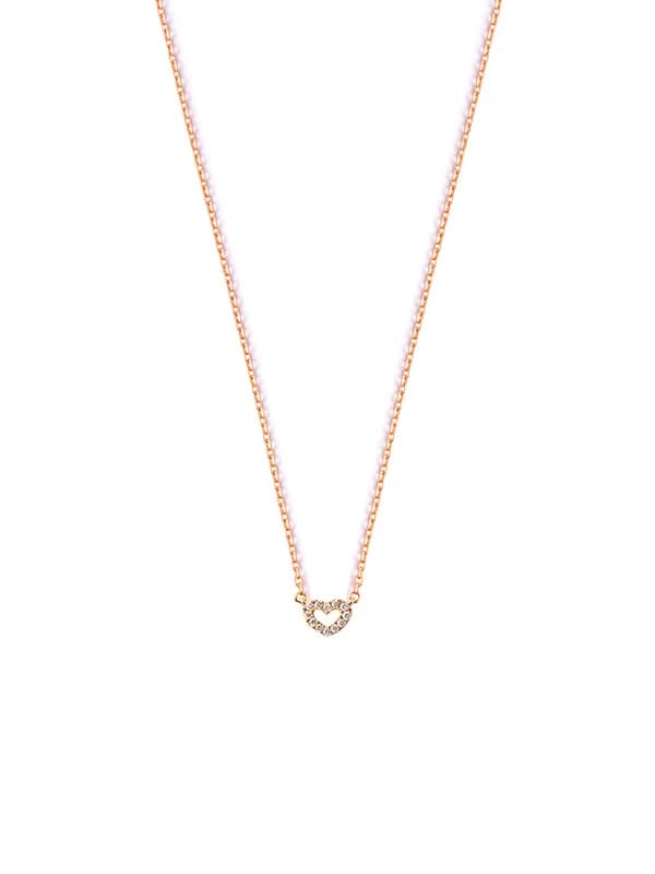 GIROCOLLO IN ORO ROSA 18KT CUORE VUOTO DI DIAMANTI