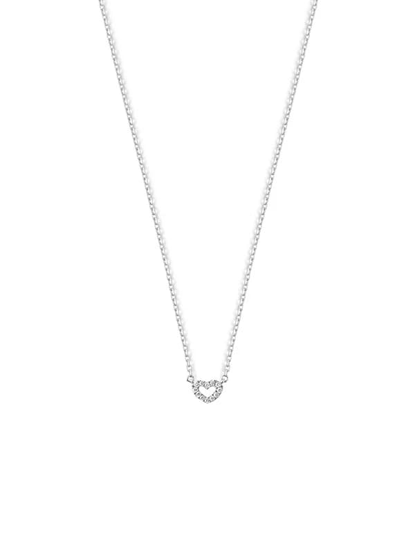 GIROCOLLO IN ORO BIANCO 18KT CUORE VUOTO CON DIAMANTI