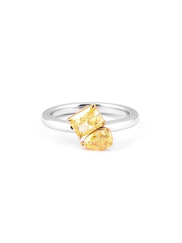 ANELLO IN ORO BIANCO 18KT E ORO ROSA 18KT CON DIAMANTI FANCY YELLOW