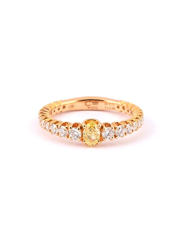 FEDINA IN ORO ROSA 18KT CON DIAMANTE FANCY YELLOW E DIAMANTI