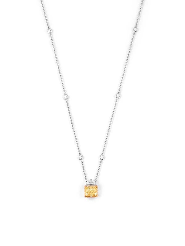 GIROCOLLO IN ORO BIANCO 18KT CON DIAMANTE FANCY YELLOW E DIAMANTI