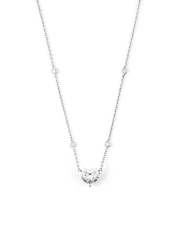 GIROCOLLO IN ORO BIANCO 18KT CON DIAMANTE TAGLIO CUORE E DIAMANTI