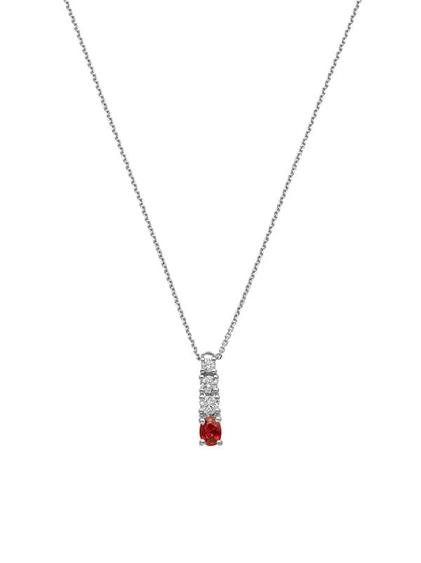 GIROCOLLO IN ORO BIANCO 18KT CON RUBINO TAGLIO OVALE E DIAMANTI