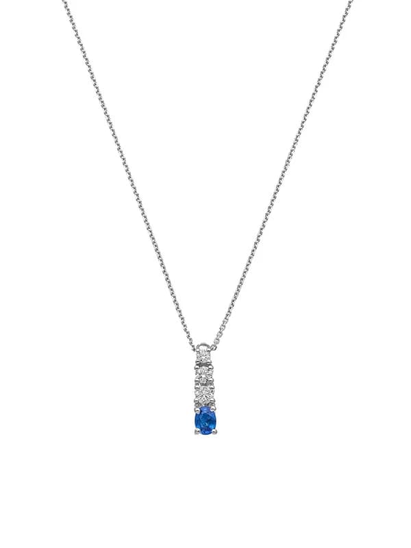 GIROCOLLO IN ORO BIANCO 18KT CON ZAFFIRO BLU TAGLIO OVALE E DIAMANTI