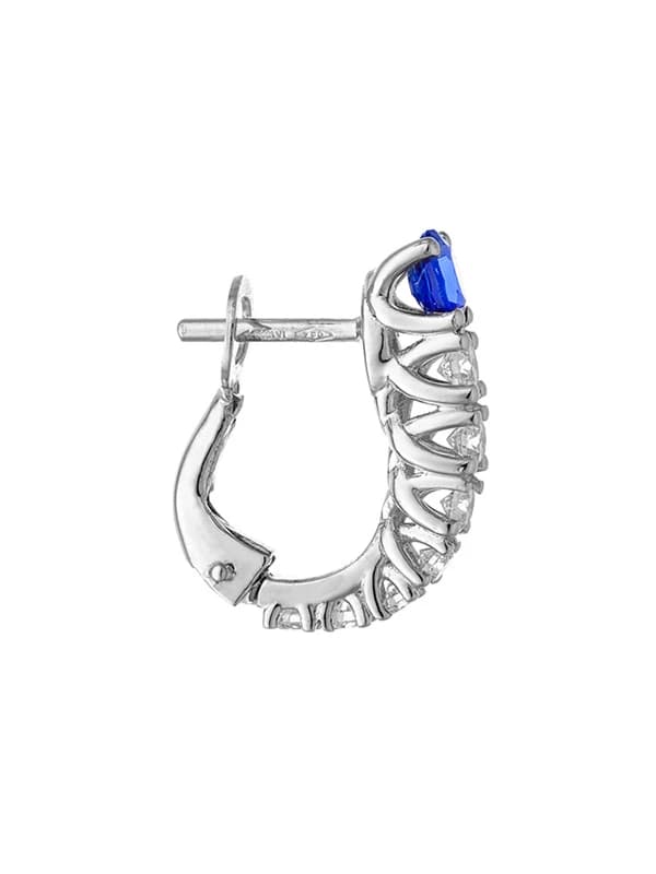 ORECCHINI IN ORO BIANCO 18KT CON ZAFFIRO BLU TAGLIO OVALE E DIAMANTI A SCALARE