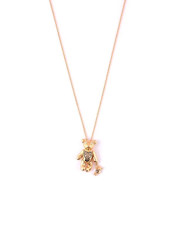 GIROCOLLO IN ORO ROSA 18KT CON ORSETTO E DIAMANTI BIANCHI E DIAMANTI BROWN
