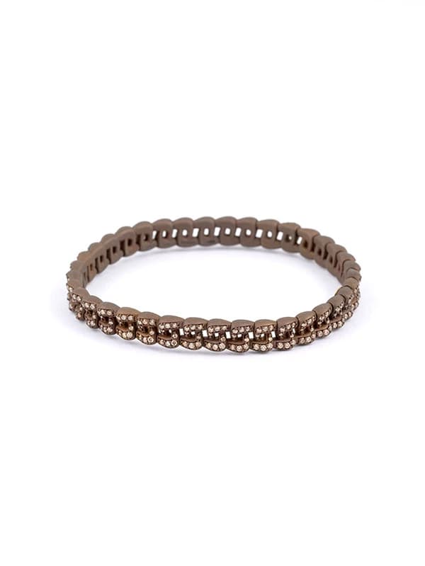 BRACCIALE GROUMETTE ELASTICO IN TITANIO COFFEE CON DIAMANTI BROWN
