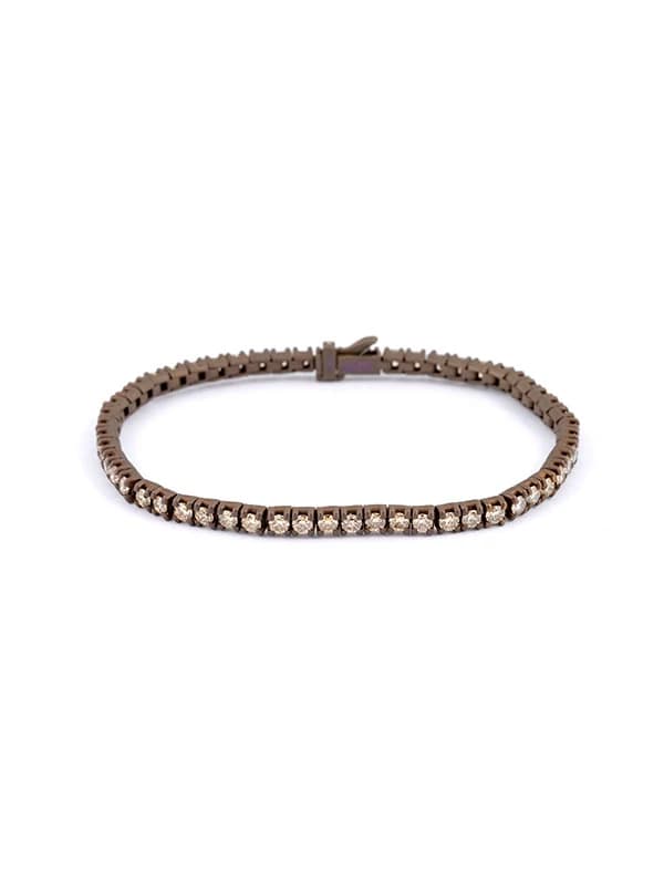 BRACCIALE TENNIS IN TITANIO COFFEE CON DIAMANTI BROWN