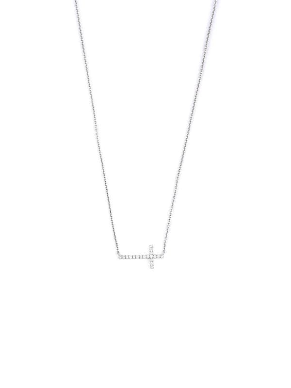 GIROCOLLO IN ORO BIANCO 18KT CROCE DI DIAMANTI