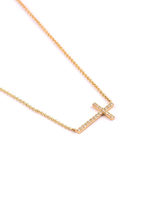 GIROCOLLO IN ORO GIALLO 18KT CROCE DI DIAMANTI