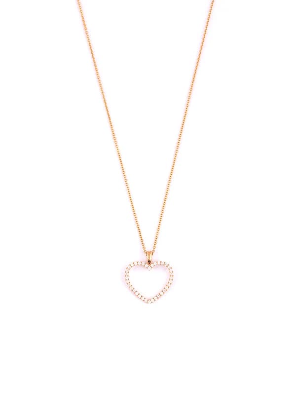 GIROCOLLO IN ORO ROSA 18KT CUORE VUOTO CON DIAMANTI