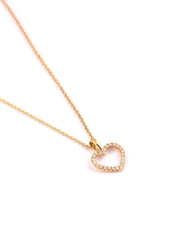 GIROCOLLO IN ORO GIALLO 18KT CUORE VUOTO CON DIAMANTI