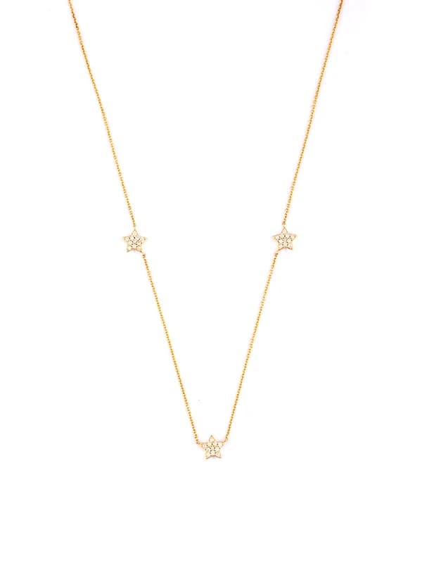 GIROCOLLO IN ORO GIALLO 18KT TRE STELLE CON DIAMANTI