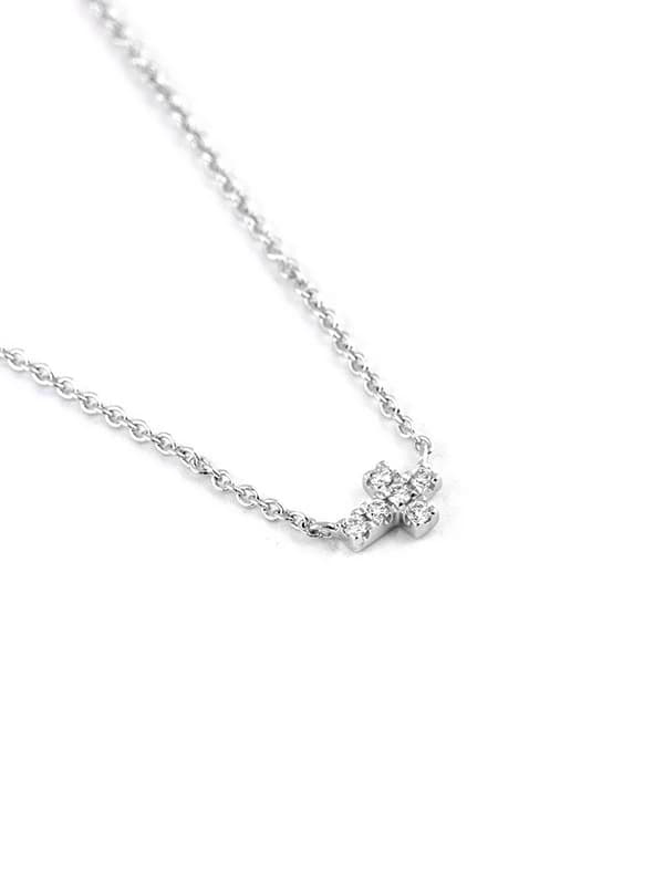 GIROCOLLO IN ORO BIANCO 18KT CROCE DI DIAMANTI