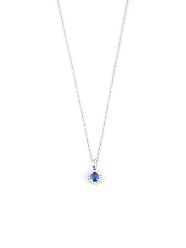 GIROCOLLO IN ORO BIANCO 18KT CON ZAFFIRO BLU E DIAMANTI