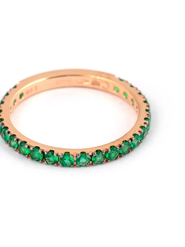 FEDINA MEZZA ETERNELLE IN ORO ROSA 18KT CON SMERALDI